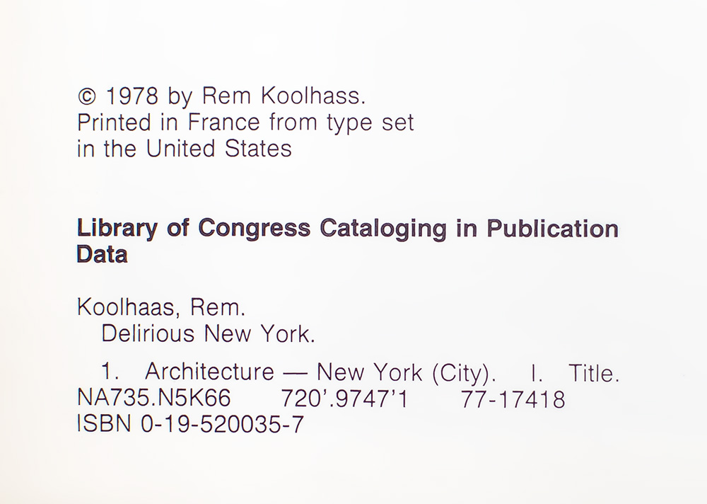 Delirious New York: A Retroactive Manifesto for Manhattan.