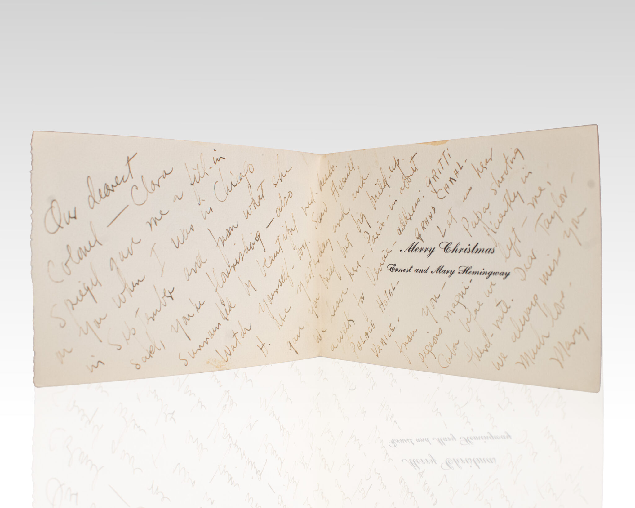 Ernest and Mary Hemingway Christmas Card Signed by Mary Hemingway.