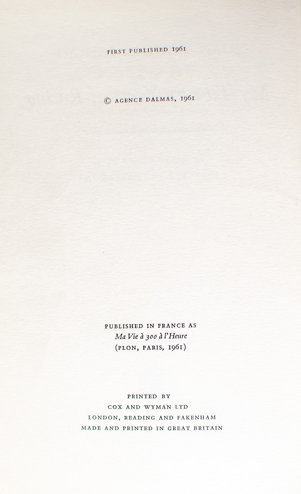 My Twenty Years of Racing.