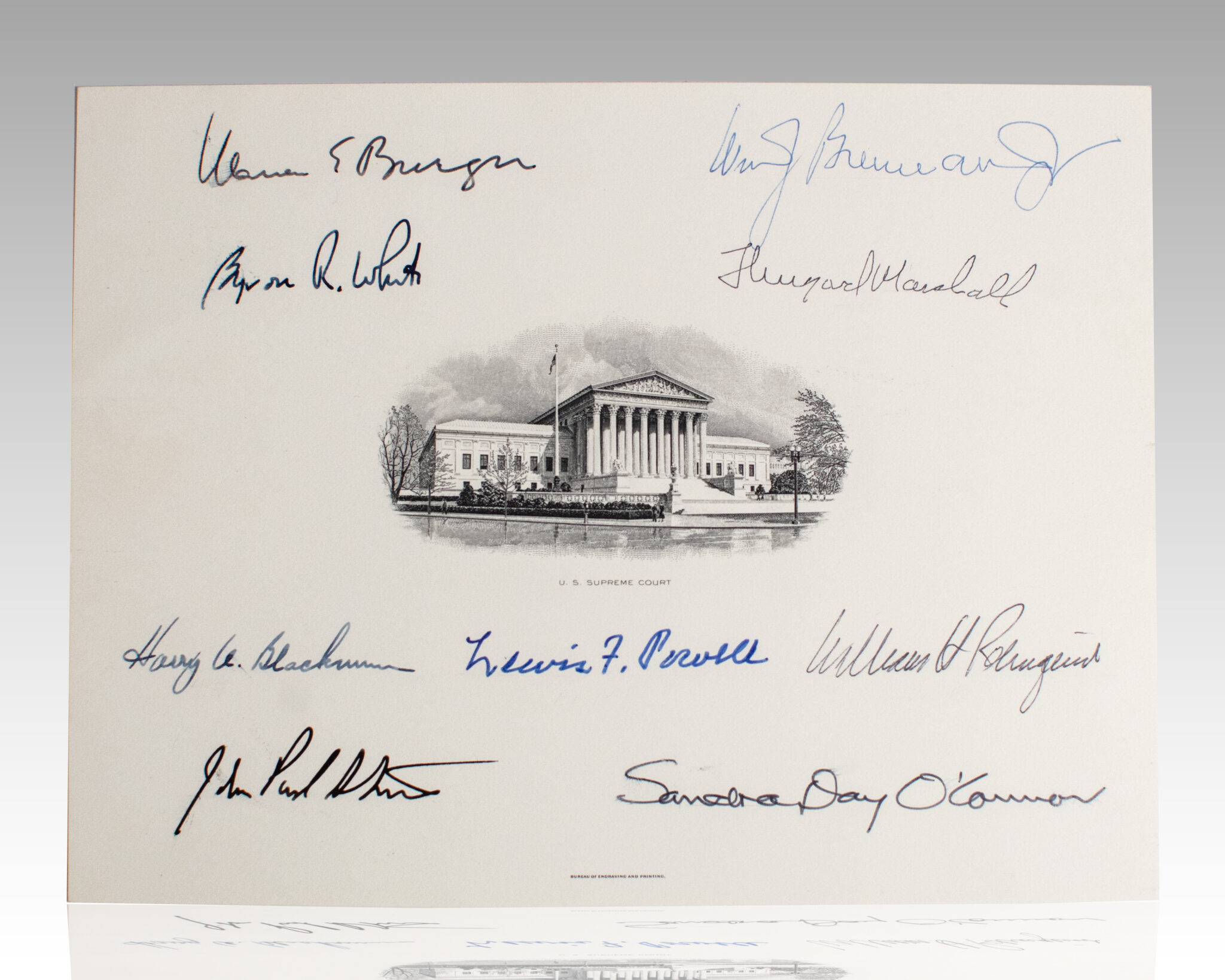 Supreme Court Justices Signed Engraving.