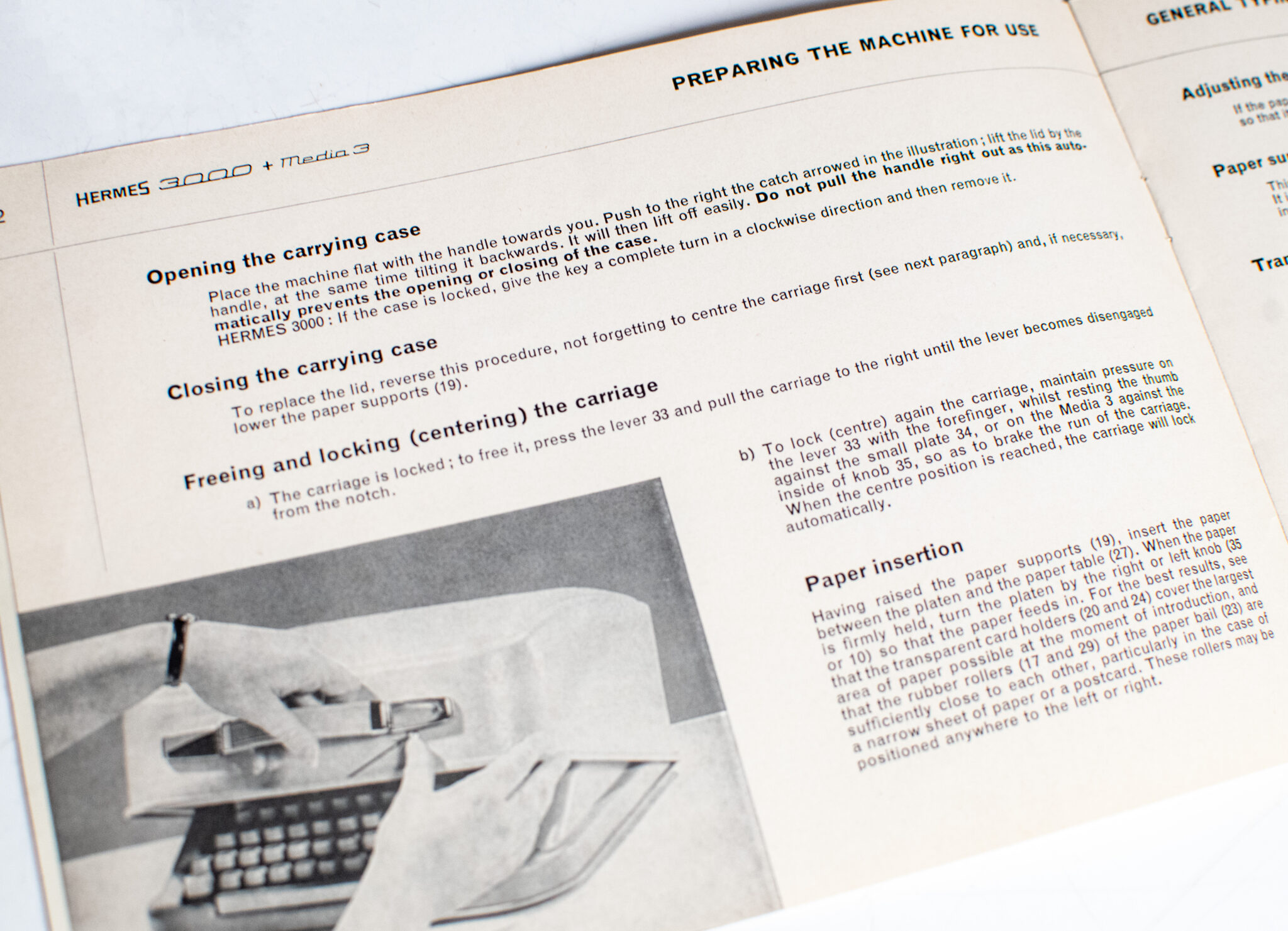 Jack Kerouac's Personally Owned Hermes 3000 Typewriter Manual and Repair Slip.