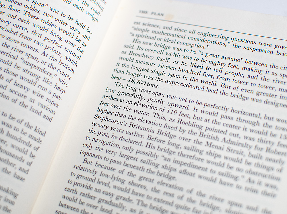 The Great Bridge: The Epic Story of the Building of the Brooklyn Bridge.