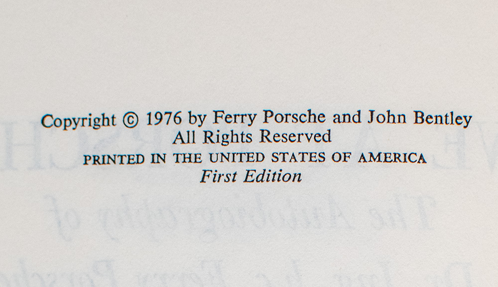 We At Porsche The Autobiography of Dr. Ing. hc Ferry Porsche.