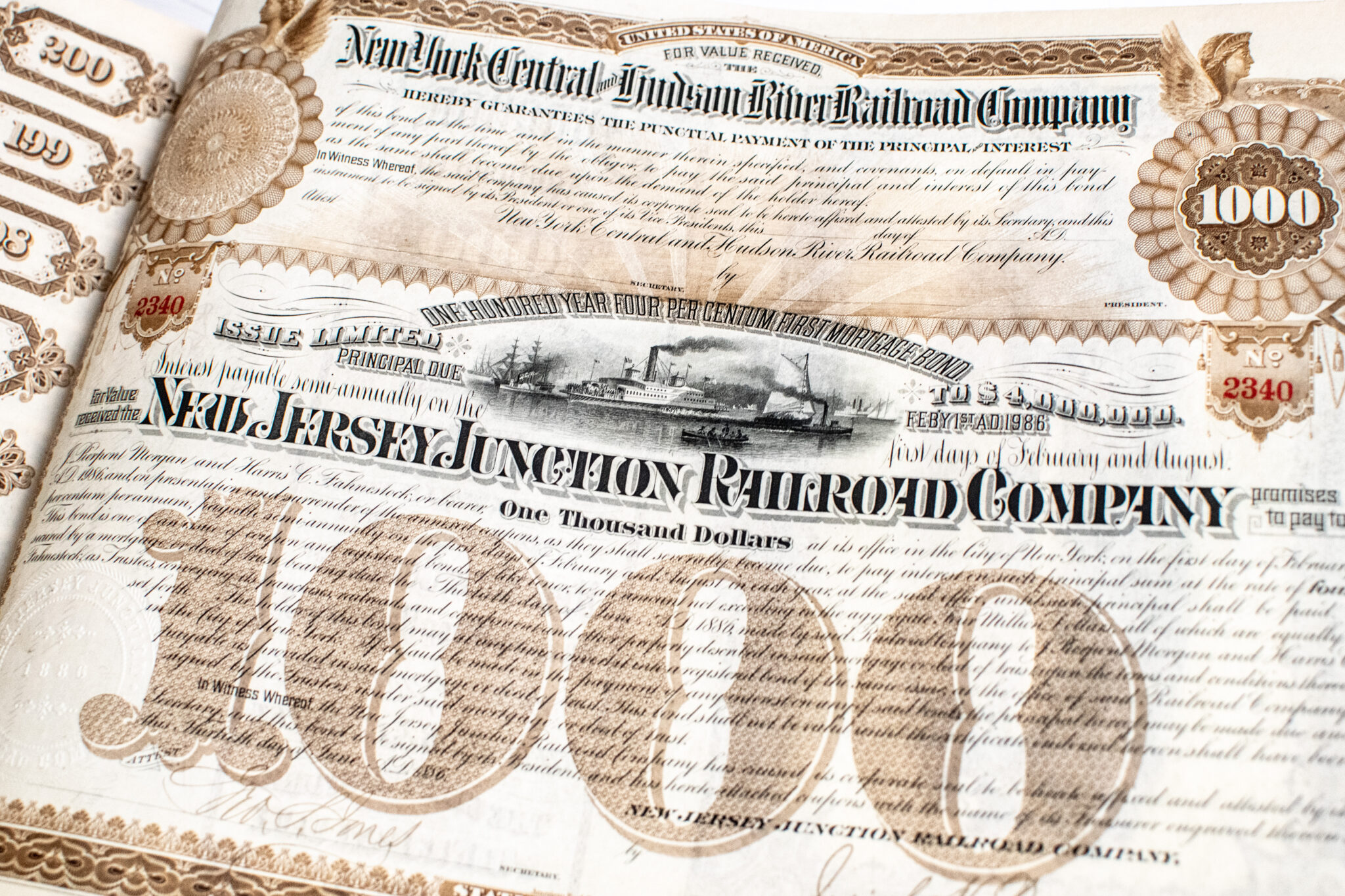 J. Pierpont Morgan Signed Railroad Mortgage Bond.