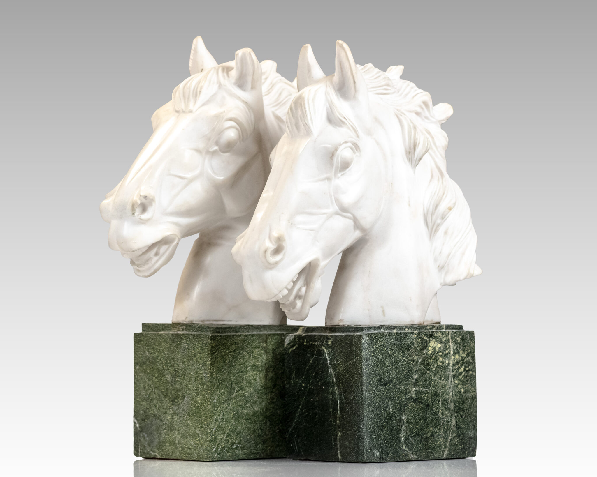 Antique Marble Horsehead Bookends.