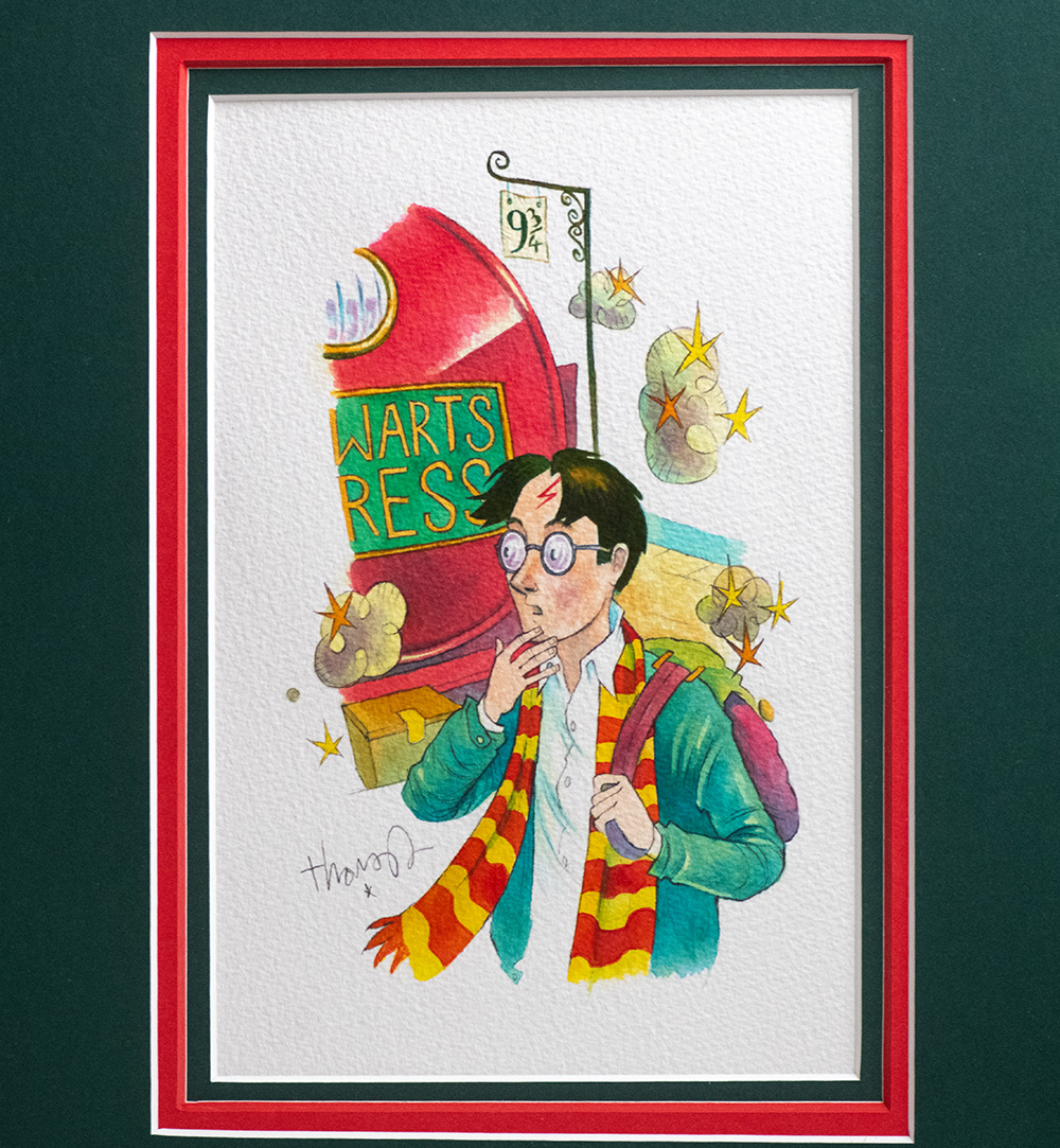 Harry Potter, Platform Nine and Three-Quarters Original Watercolor.