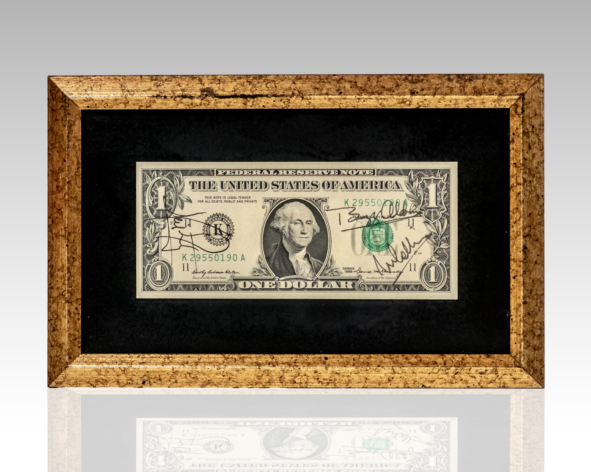 Neil Armstrong, Buzz Aldrin, and Michael Collins Signed Dollar Bill.