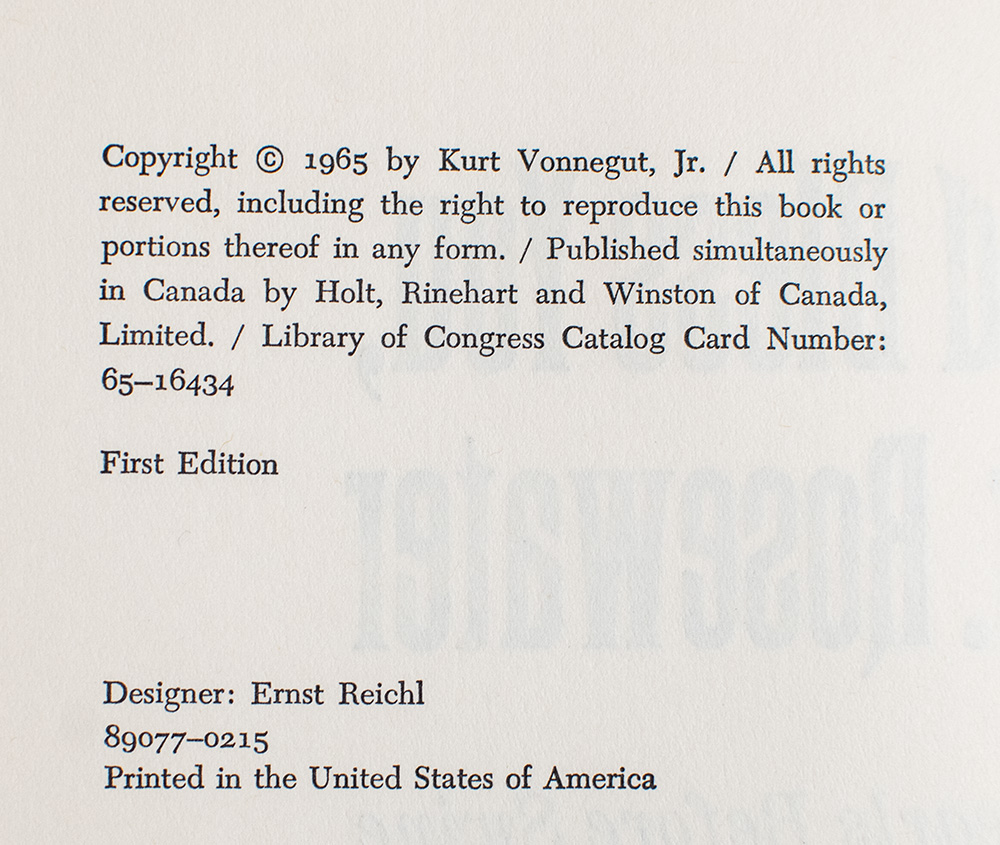 God Bless You, Mr. Rosewater or Pearls Before Swine.