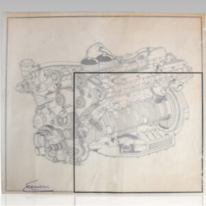 Original Drawings of The Ferrari Turbo 208 Signed by Enzo Ferrari.