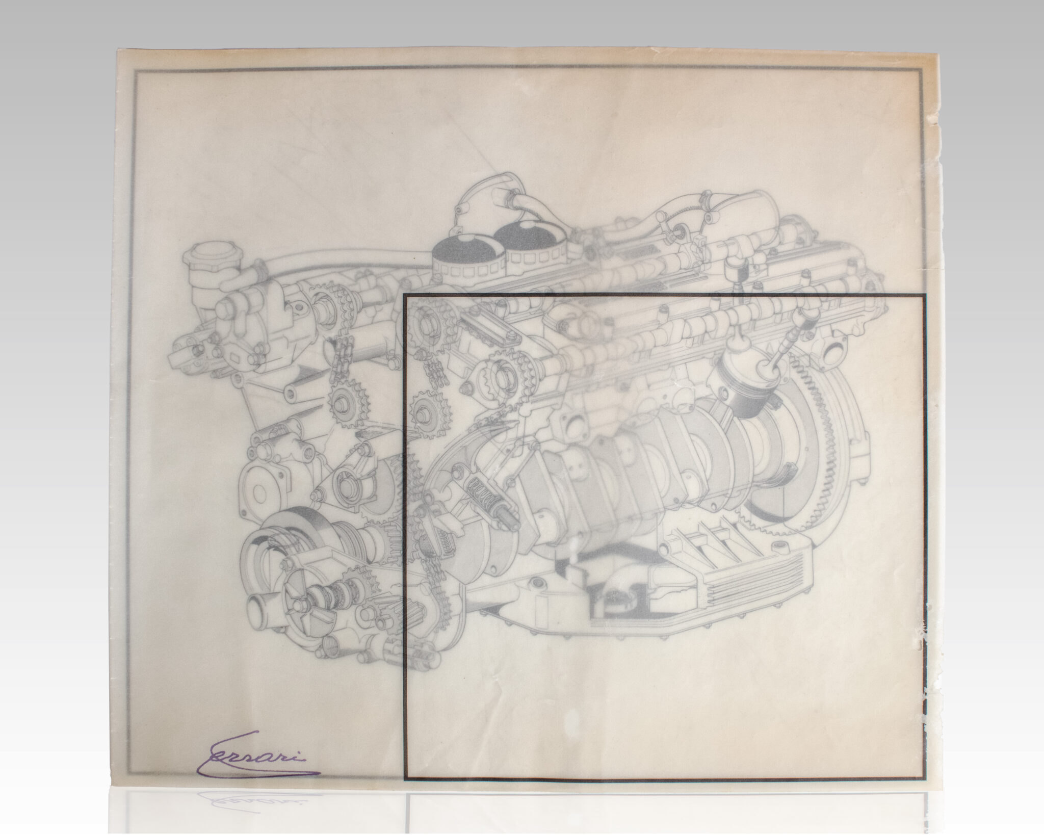 Original Drawings of The Ferrari Turbo 208 Signed by Enzo Ferrari.
