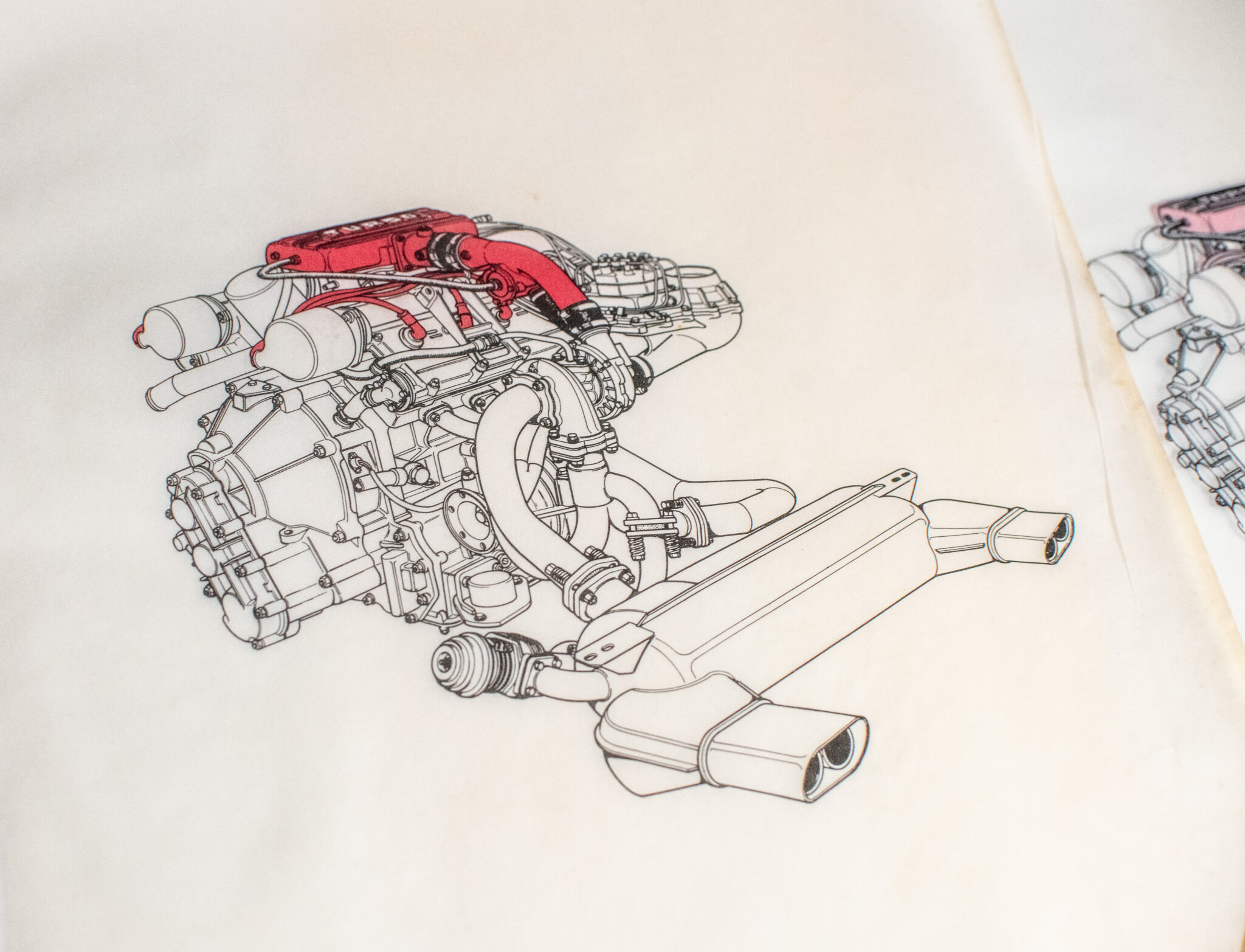 Original Drawings of The Ferrari Turbo 208.