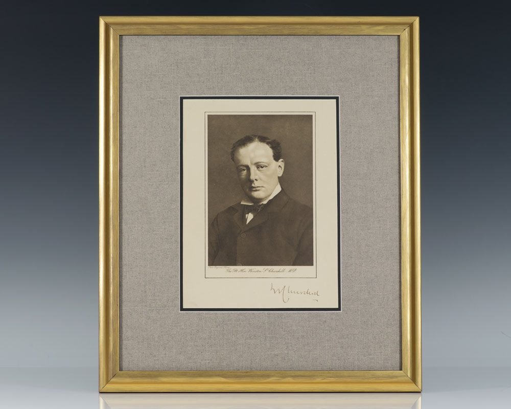 Winston Churchill Signed Original Lithograph Portrait.