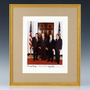 Photograph of Presidents Ronald Reagan, Gerald Ford, Jimmy Carter and Richard Nixon.