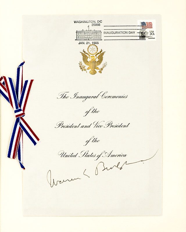 Chief Justice Warren E. Burger Signed 1985 Inauguration Program. - Image 2
