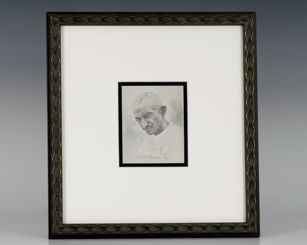 Mohandas K. Gandhi Signed Photograph.