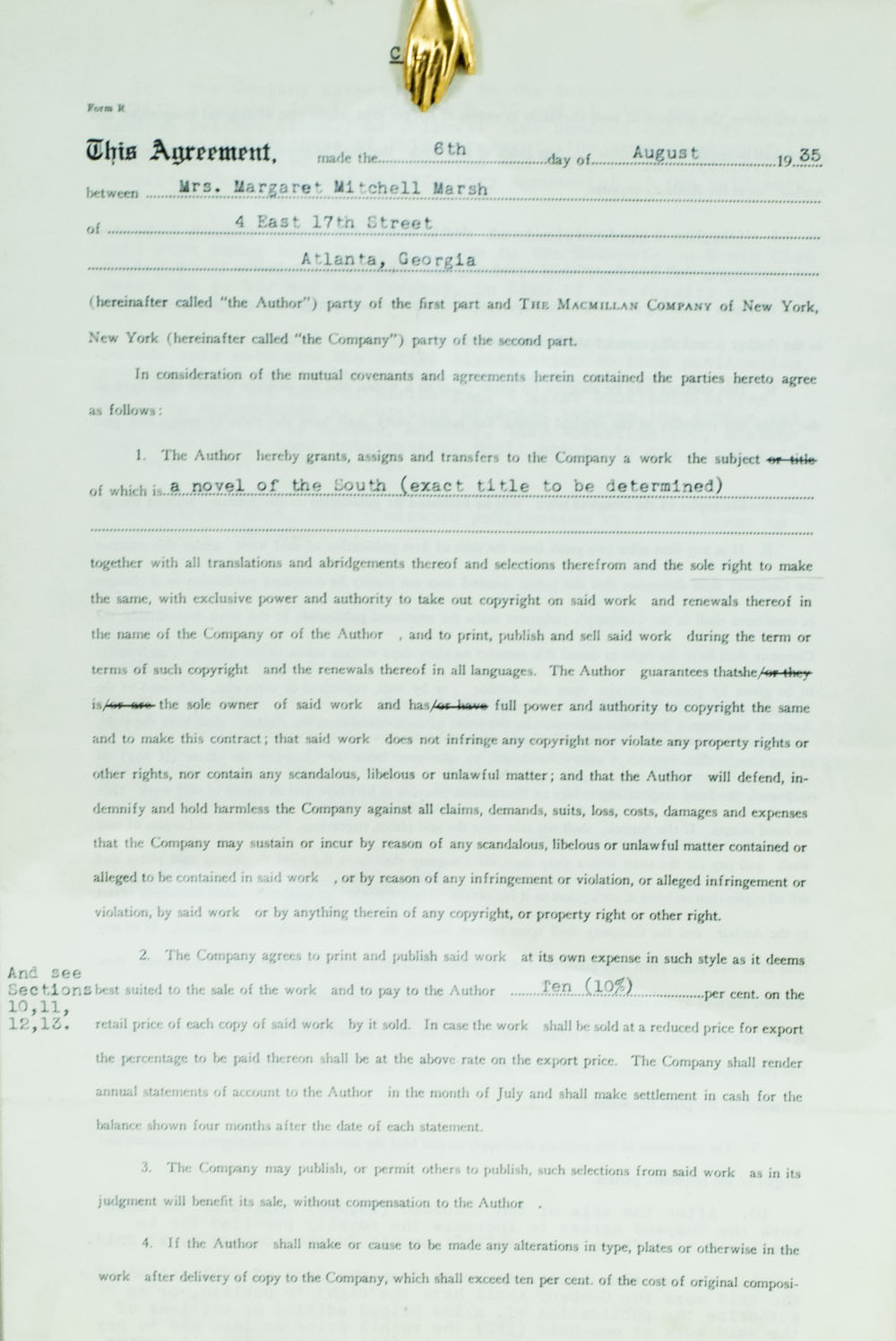 Gone With the Wind Movie Contract. - Image 3