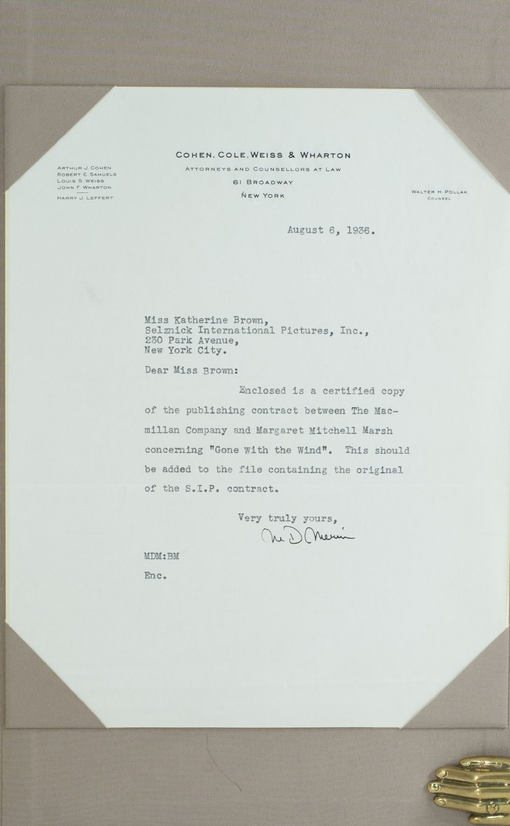 Gone With the Wind Movie Contract. - Image 4