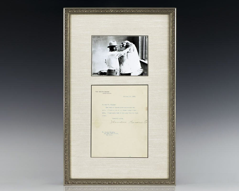 Theodore Roosevelt Signed Letter To Gutzon Borglum.