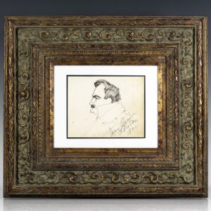 Enrico Caruso Original Self-Portrait Signed Sketch.