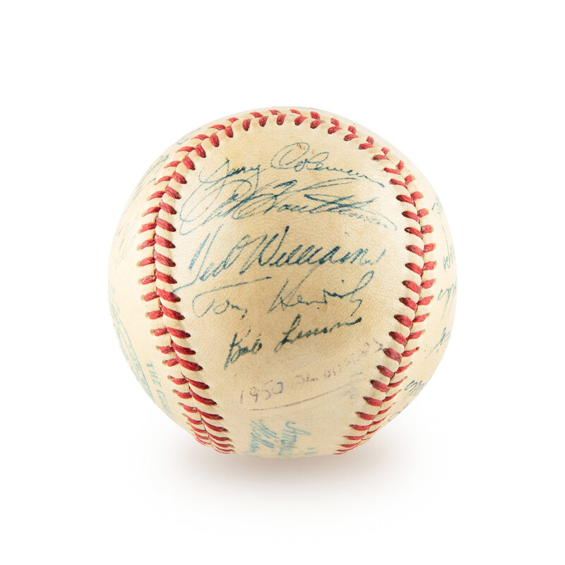 Vintage baseball with player signatures