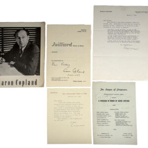 Aaron Copland Autograph Letters and Programs Signed.
