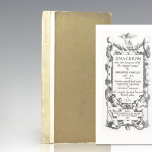 Anacreon, done into English out of the original Greek by Abraham Cowley and S.B. 1683.