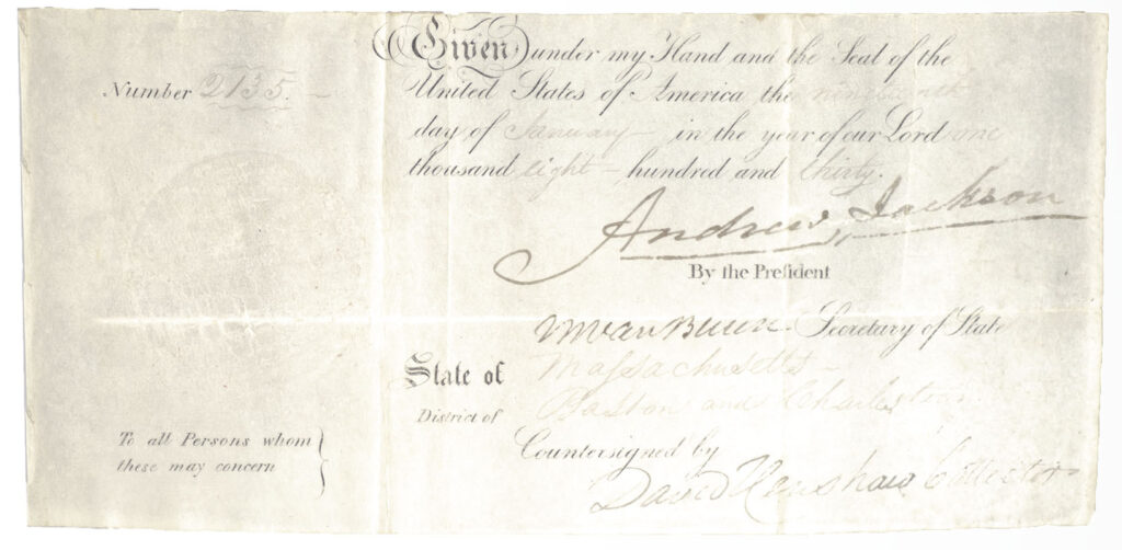 Andrew Jackson and Martin Van Buren Signed Document.