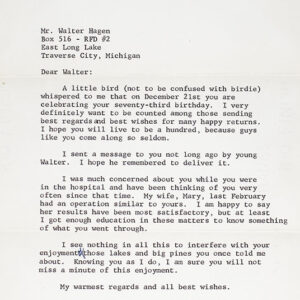 Bobby Jones Autograph Letter Signed to Walter Hagen.