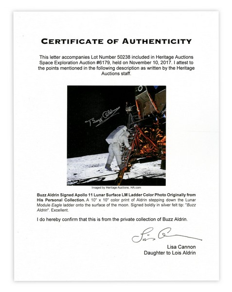 Buzz Aldrin Signed Photograph of Descent Onto Lunar Surface. - Image 3