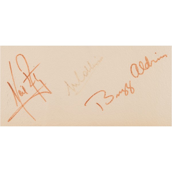 Neil Armstrong, Buzz Aldrin, and Michael Collins Signed Photograph of Descent Onto Lunar Surface. - Image 2