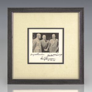 Dwight D. Eisenhower, Herbert Hoover and Harry S. Truman Signed Photograph.