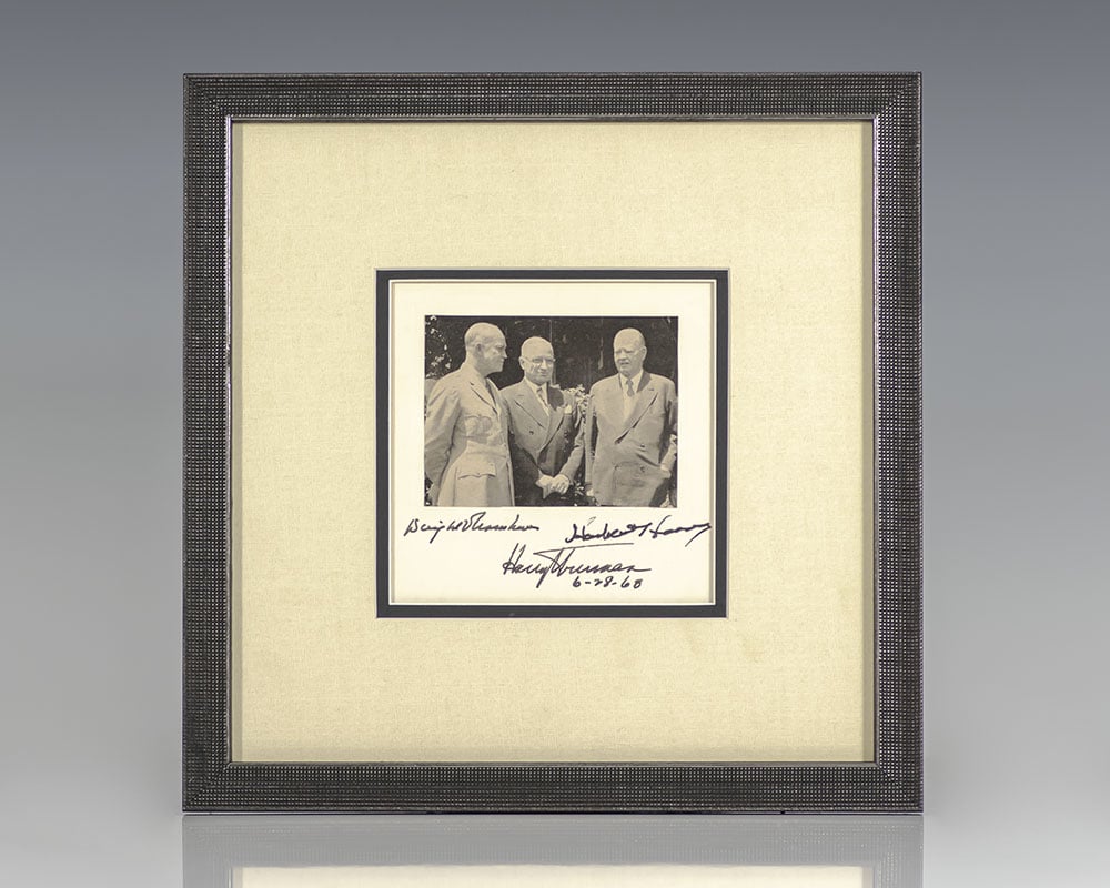 Dwight D. Eisenhower, Herbert Hoover and Harry S. Truman Signed Photograph.