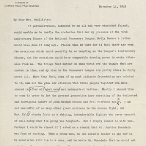 Felix Frankfurter Typed Letter Signed.