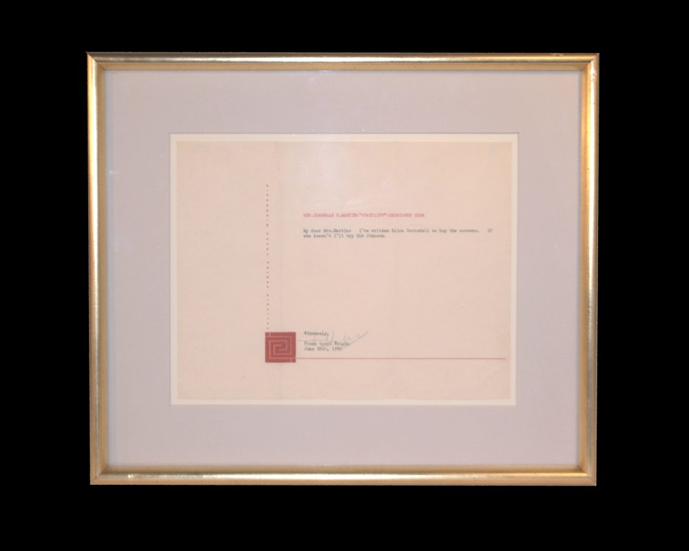 Frank Lloyd Wright Autographed Letter.
