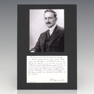 Friedrich August von Hayek Autograph Note Signed.