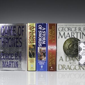 The Game of Thrones: A Song of Ice and Fire Saga:] A Game of Thrones; A Clash of Kings; A Storm of Swords; A Feast for Crows; A Dance with Dragons.