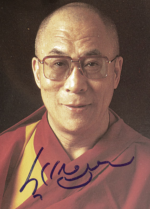His Holiness the Dalai Lama Signed Photograph.