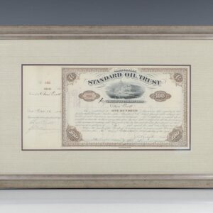 John D. Rockefeller and Henry Morrison Flagler Signed Standard Oil Stock Certificate.