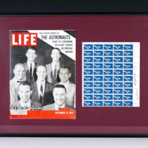 Mercury Seven Signed Sheet of Project Mercury Stamps.