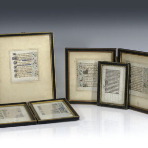 Miniature Book of Hours Illuminated Manuscript Leaf Collection.