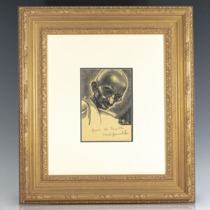 Mohandas K. Gandhi Signed Engraving Portrait.
