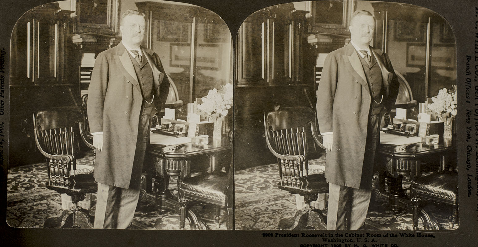 Original Theodore Roosevelt 'Perfec' Stereograph Card.
