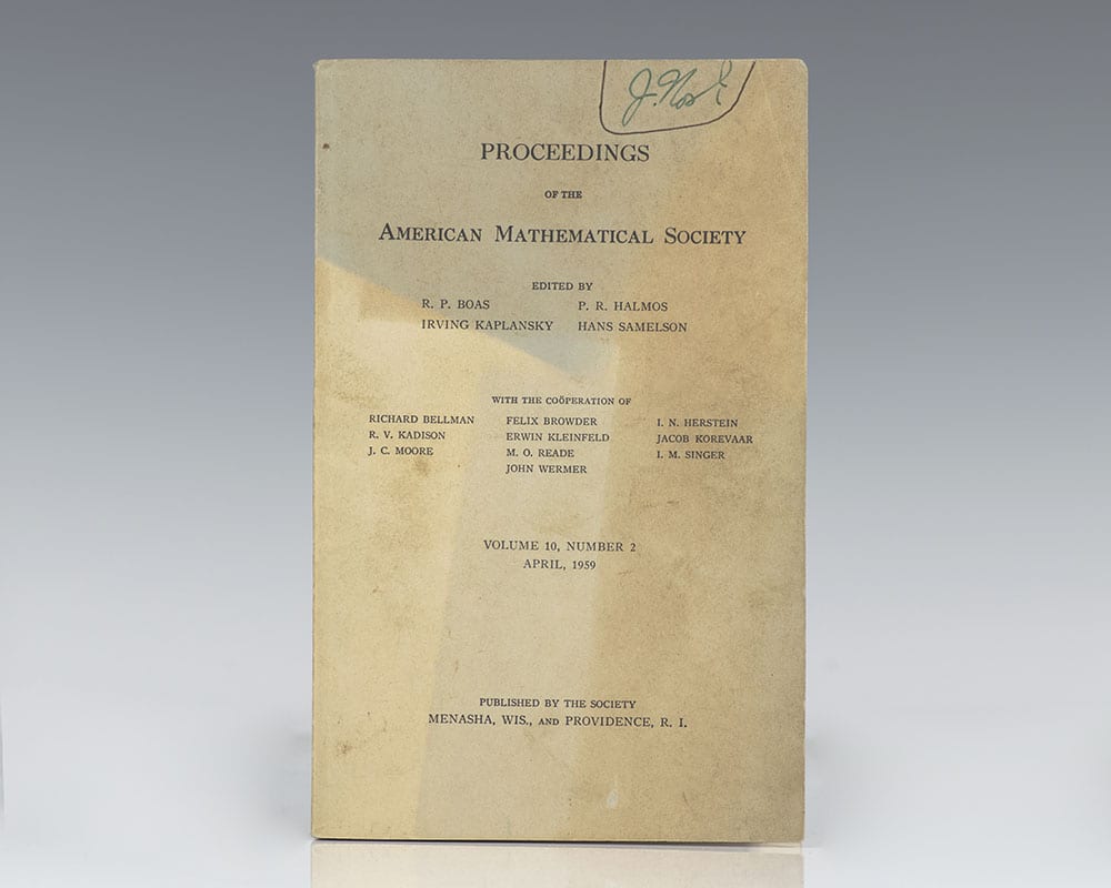 Proceedings of the American Mathematical Society: April, 1959.