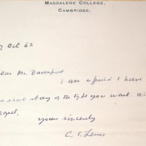 C.S. Lewis Signed Letter