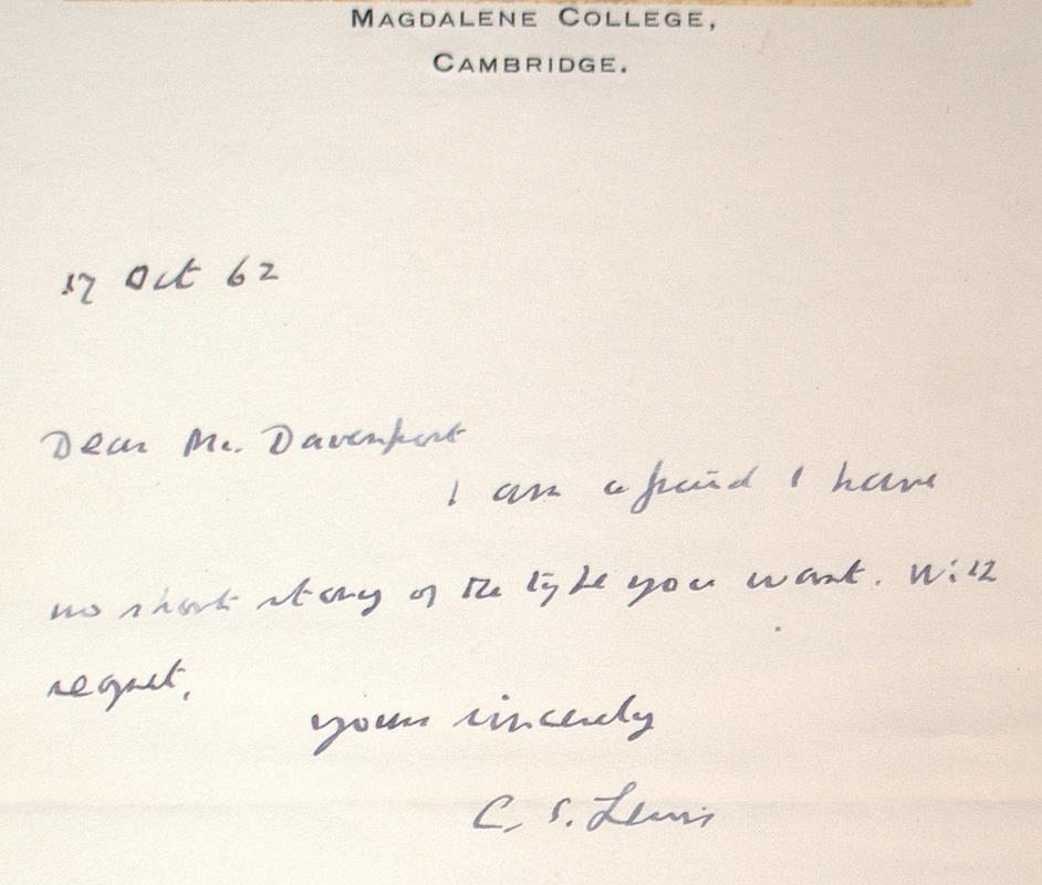 C.S. Lewis Signed Letter
