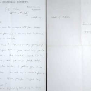 J.M. Keynes Letter Signed