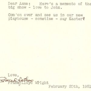 Frank Lloyd Wright Autographed Letter