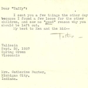 Frank Lloyd Wright Autographed Letter