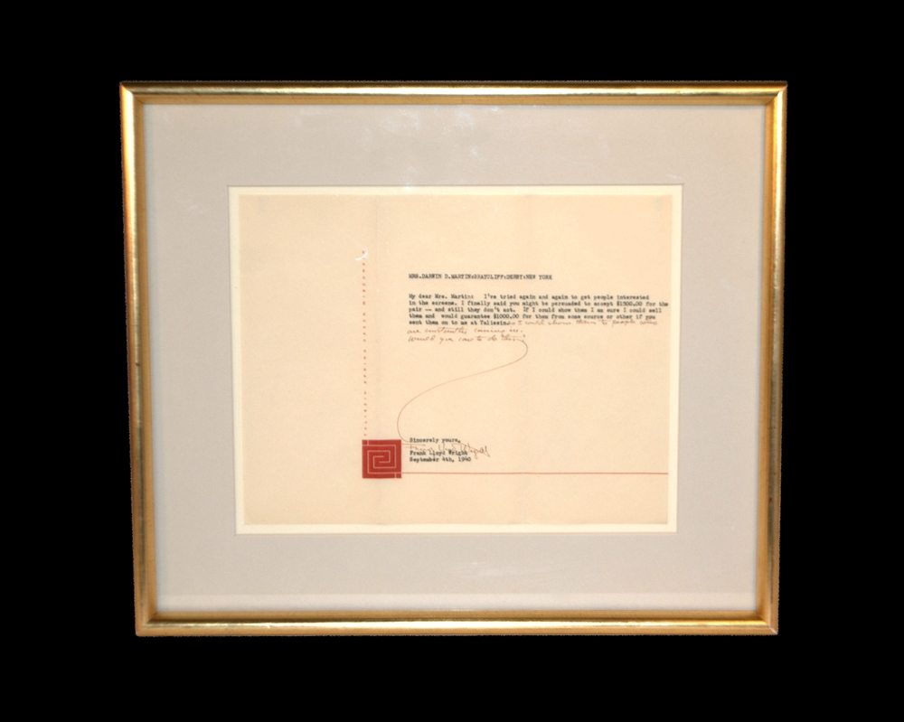 Frank Lloyd Wright Autographed Letter.