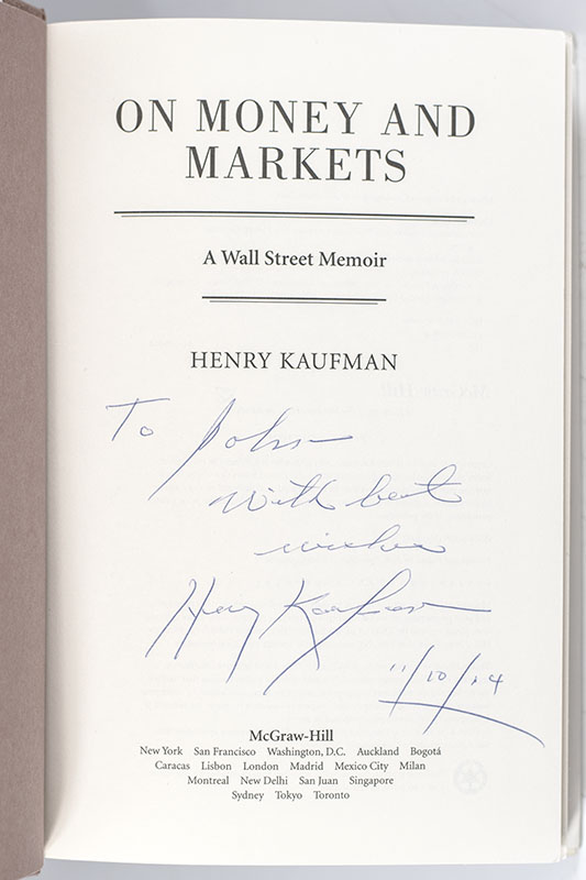 On Money and Markets: A Wall Street Memoir